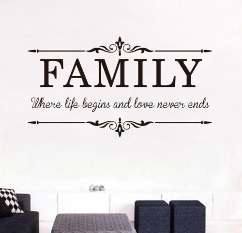 Family & Love Removable Wall Stickers Wall Quotes Art Mural Home Decor Decal AU  - Afbeelding 1 van 8