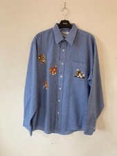 Mili Designs Blue Gingham L/S Shirt Quirky Cat Embroidery/Rhinesones, Sz L, VGC