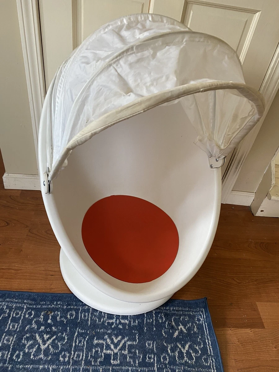 IKEA Ps L msk Swivel White Orange Egg Pod Chair With Shade Childs Kids Spins MCM