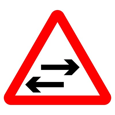 Zweiwege Verkehrskreuze Einbahnstraßenschild oder Aufkleber | WARN0010