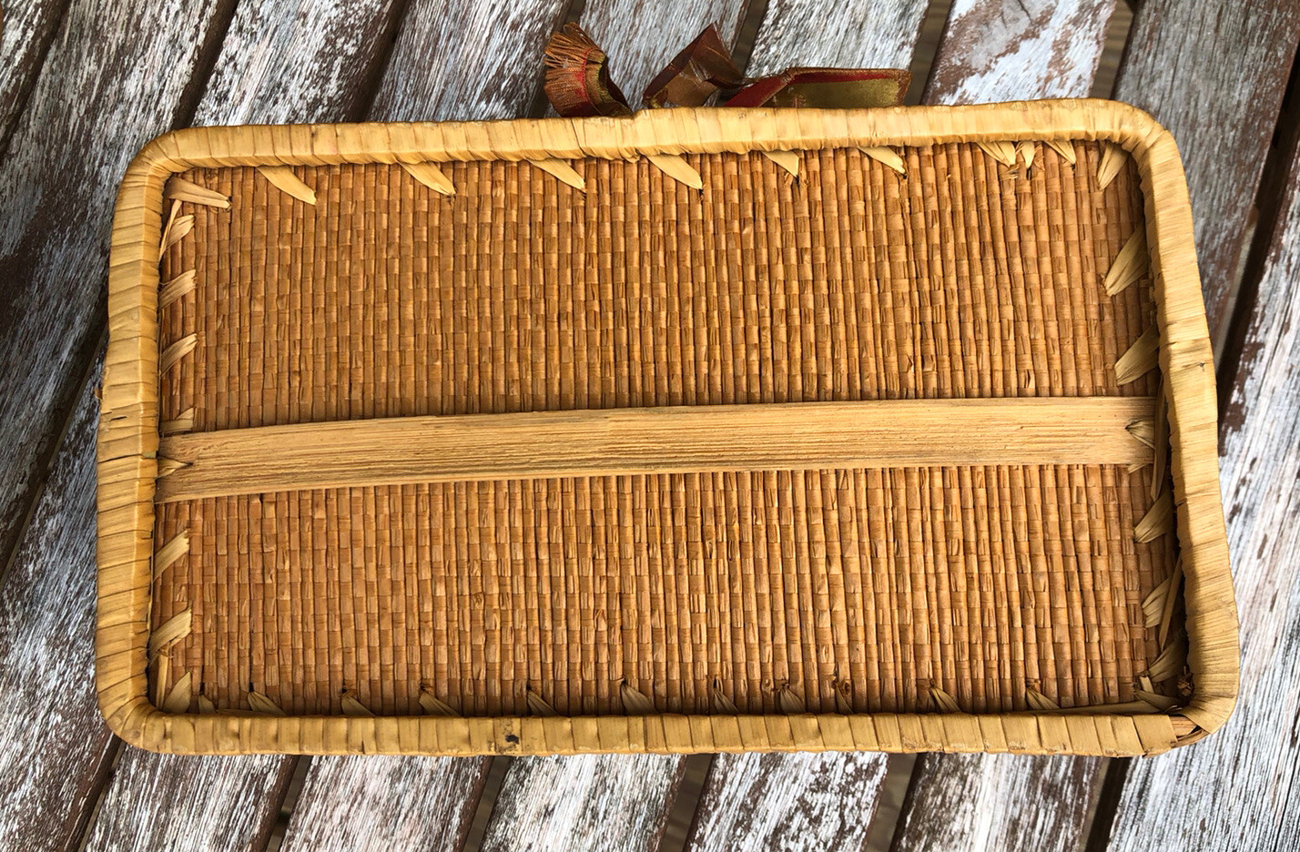 Beautiful antique Shaker sewing basket with ribbon eBay