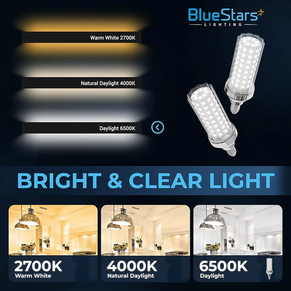 4 Packs E12 20W LED Corn Light Bulbs [4.5In], Candelabra Base 150W Equivalent 65 - Image 4 of 4