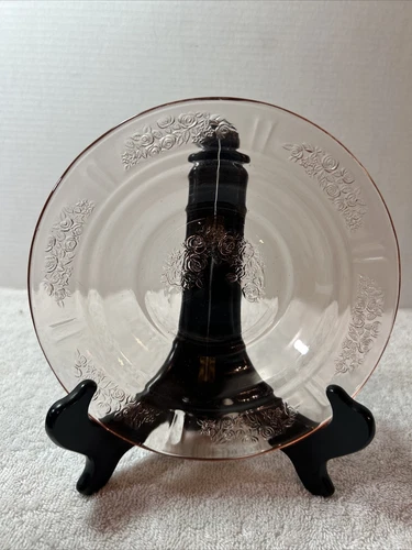 Sharon Cabbage Rose Pink Depression Glass 7.5" wide 1.1" high Soup Bowl Indented