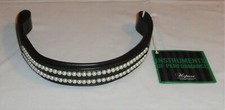 NOS Vespucci Weymouth Cob Size Leather Brow Band With Double Row Of 6mm Pearls