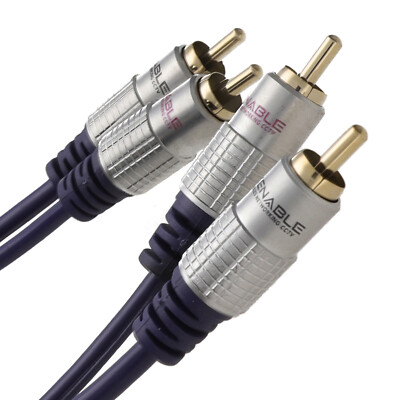 15m Pure OFC HQ 2 X Rca Phono Stecker auf Stereo Audio Kabel Gold [Dunkelblau]