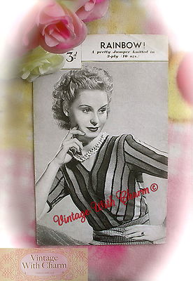 Vintage 1940s Knitting Patten Lady's 