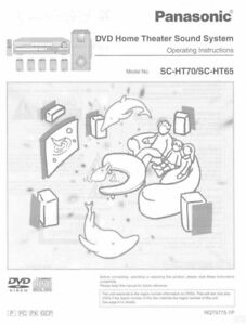Panasonic SA-HT65 SA-HT70 Home Theater System Owners Instruction Manual