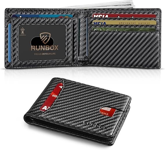 Wallet for Men Slim 11 Credit Card Holder Slots Leather RFID Blocking Small 