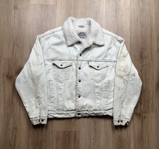 80s VINTAGE Levi  s Sherpa Lined Denim Jacket Size Medium Light Wash Trucker Mens