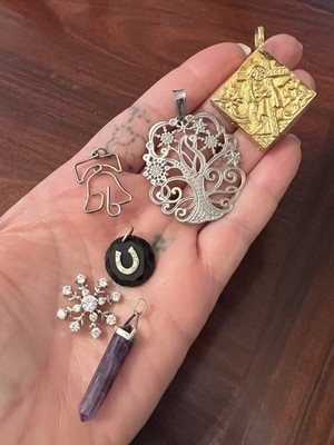 Pendant LOT: 925 Snowflake, Tree, Horseshoe, Philly 76, Amethyst, Religious 