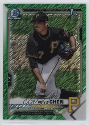 2021 Bowman Chrome Prospects Green Shimmer Refractor 76/99 Po-Yu Chen 0y4a