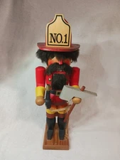 Vintage Wooden Christmas Firefighter Nutcracker From West Germany (14 Inches)