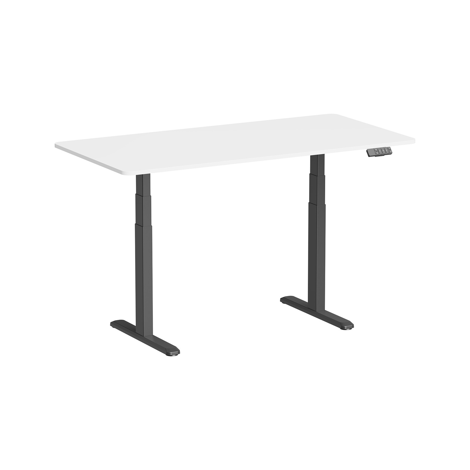 Bureau assis-debout 150x75cm motorisé pour soulager le mal de dos en télétravail blanc et noir