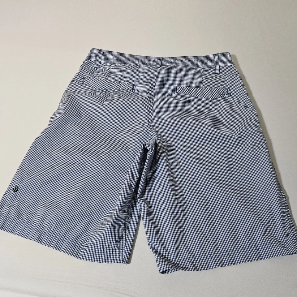 Шорты мужские Lululemon Kahuna 32 синие гингем спортивные опрятные курортные эластичные - Изображение 3 из 4