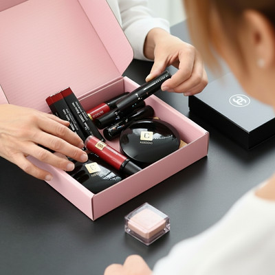11Pc Cosmetic Gift Box   Chanel Eyeshadow, MAC Lipstick, Eudora Blush & Compacts