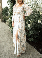 Baltic Born Florence Maxi Dress Floral Chiffon Cottagecore Boho Garden Womens XL