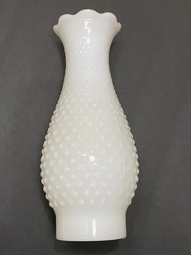 Vtg Milk Glass Lamp Shade Hobnail Chimney 10" T 3" Fitter