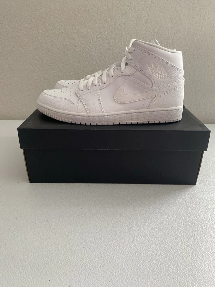 Size 12 - Jordan 1 Mid Triple White - 554724-130 - Image 3 of 4