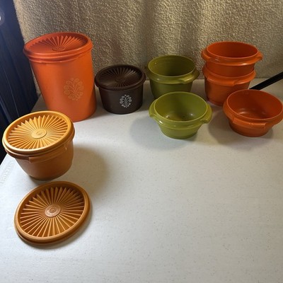 Vintage 1960s-70s Tupperware & Tupperware Lot Harvest Gold Orange Green 36Piece