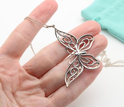 Tiffany & Co 925 Sterling Silver Large Nature Filigree Butterfly