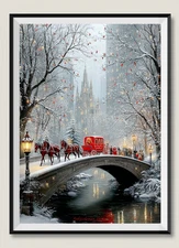 Carriage crossing Bridge - DIY Chart Counted Cross Stitch Patterns Needlework