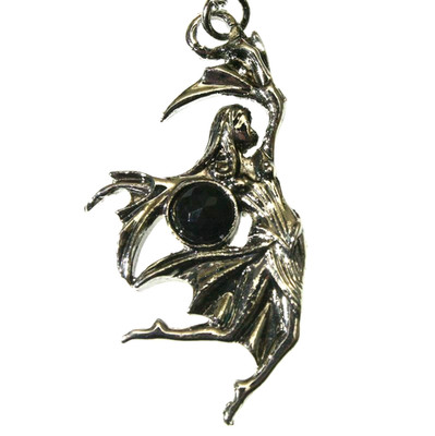 Bruyère Gothic Vampir Halskette mit Anhänger schwarz Kristall