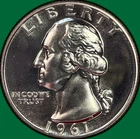 1961 Washington Quarter Silver Proof PF Coin #43188