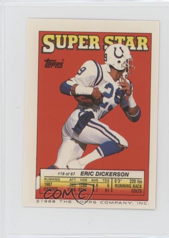 1988 Super Star Sticker Back Cards Eric Dickerson Neal Anderson Rookie RC 0au4