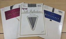 3 VTG Hanes Assorted Pantyhose 1980s-90s Size C-D Jet w Back Seam, Navy, Black