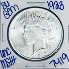 1923 BU UNCIRCULATED SILVER PEACE DOLLAR AUTHENTIC U.S. MINT FREE SHIPPING 7419