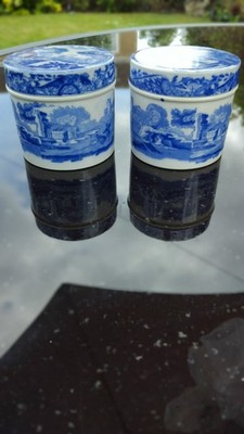 Seltener früher Copeland Spode italienischer Schminktisch Creme- oder Salbentopf x 2