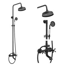 BWE Matte Black 7.8 Waterfall Dual Head Showe...