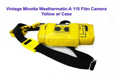 MINOLTA AF イエロー コンパクトカメラ　weathrmatic 128 Vintage Minolta Weathermatic-A 110 Film Camera Yellow w/ Case