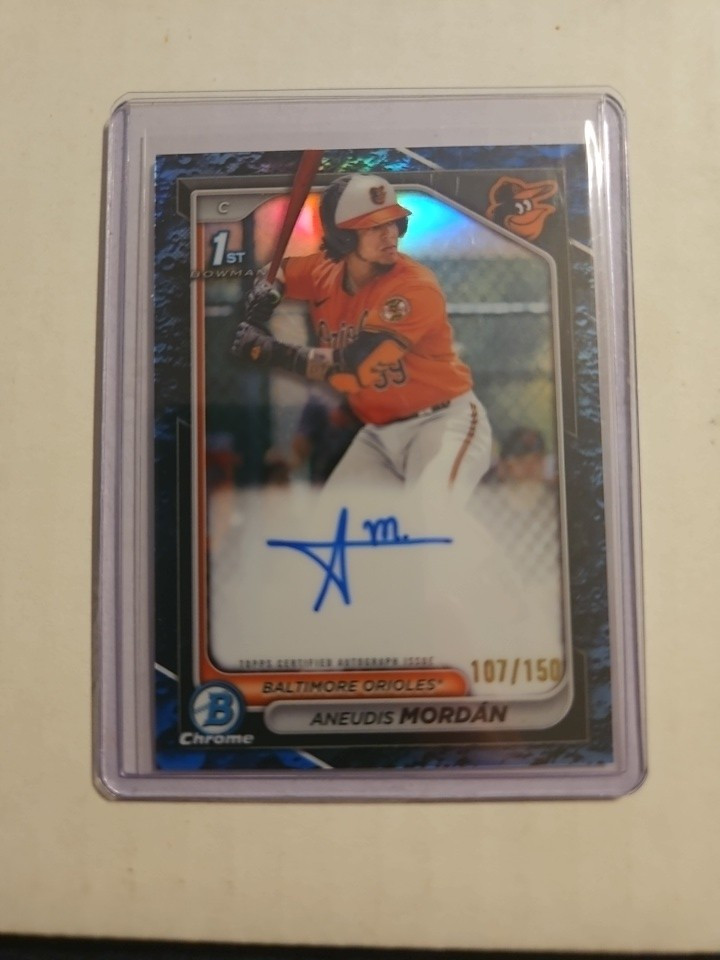 2024 Bowman Chrome 1st Aneudis Mordan Blue Lunar Refractor Auto 107/150
