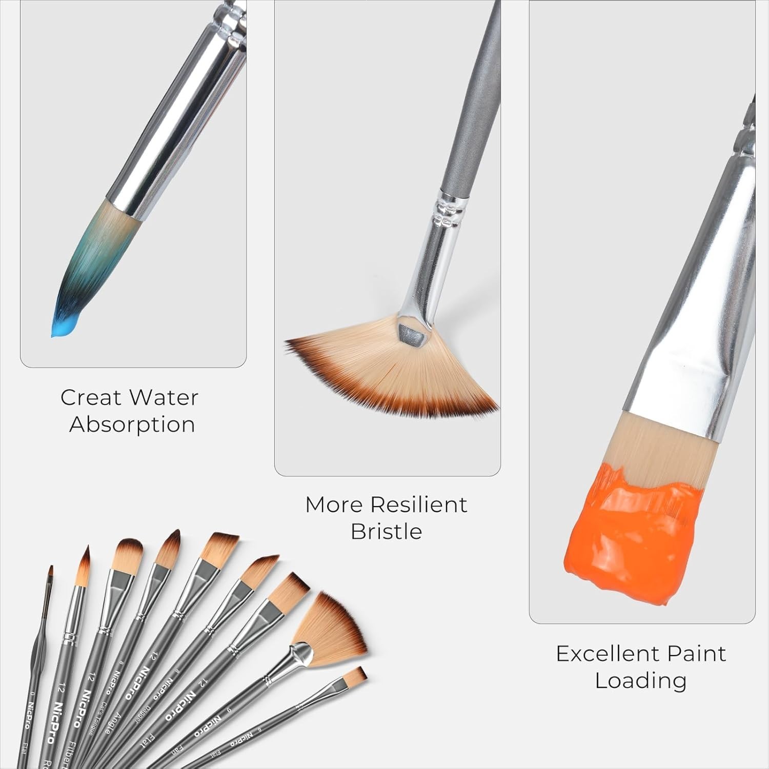 40 PCS Paint Brush Set, Professional Acrylic Paint Brushes with Palette Knife an