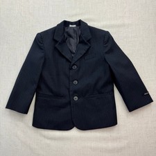 Claiborne Boys Navy Blue Pinstripe Blazer Jacket Sz 4/4T Formal Wedding Dressy