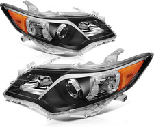 Headlight Assembly Fit for Toyota Camry 2012-2014 Black Housing Amber Reflector