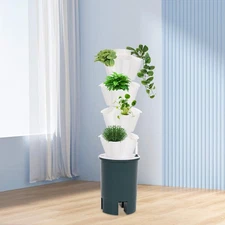 Stand Stacking Strawberry Planting Pots Vertical Planter Flower Garden Tower Pot