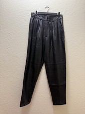 Michael Hoban North Beach Vintage 90s Black Genuine Leather Pants Size 29