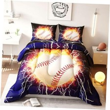 Baseball Comforter Set, 3D Sports Pattern for Kids Teens Twin A125