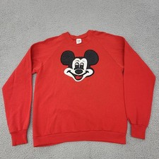 Mickey Mouse Sweatshirt Mens Large VTG 70s USA Pullover Sunbelt Sportswear