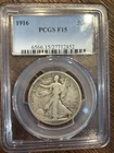 1916 Walking Liberty Half Dollar PCGS F15 Better Date Silver 50C Slabbed