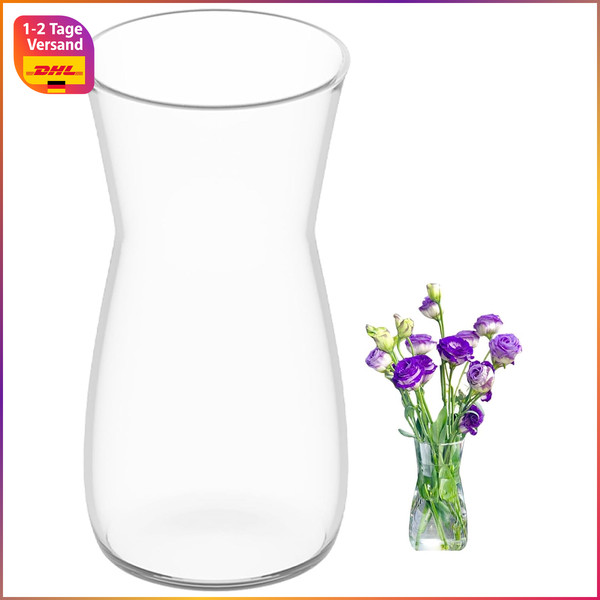 Blumenvase Glas Klarglas 20Cm Hoch Tischdeko FüR Pampasgras Tulpen Rosen-image
