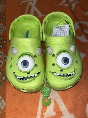 Crocs Monsters Inc Mike Wazowski Clogs Green Kids Size J2 Disney Pixar New