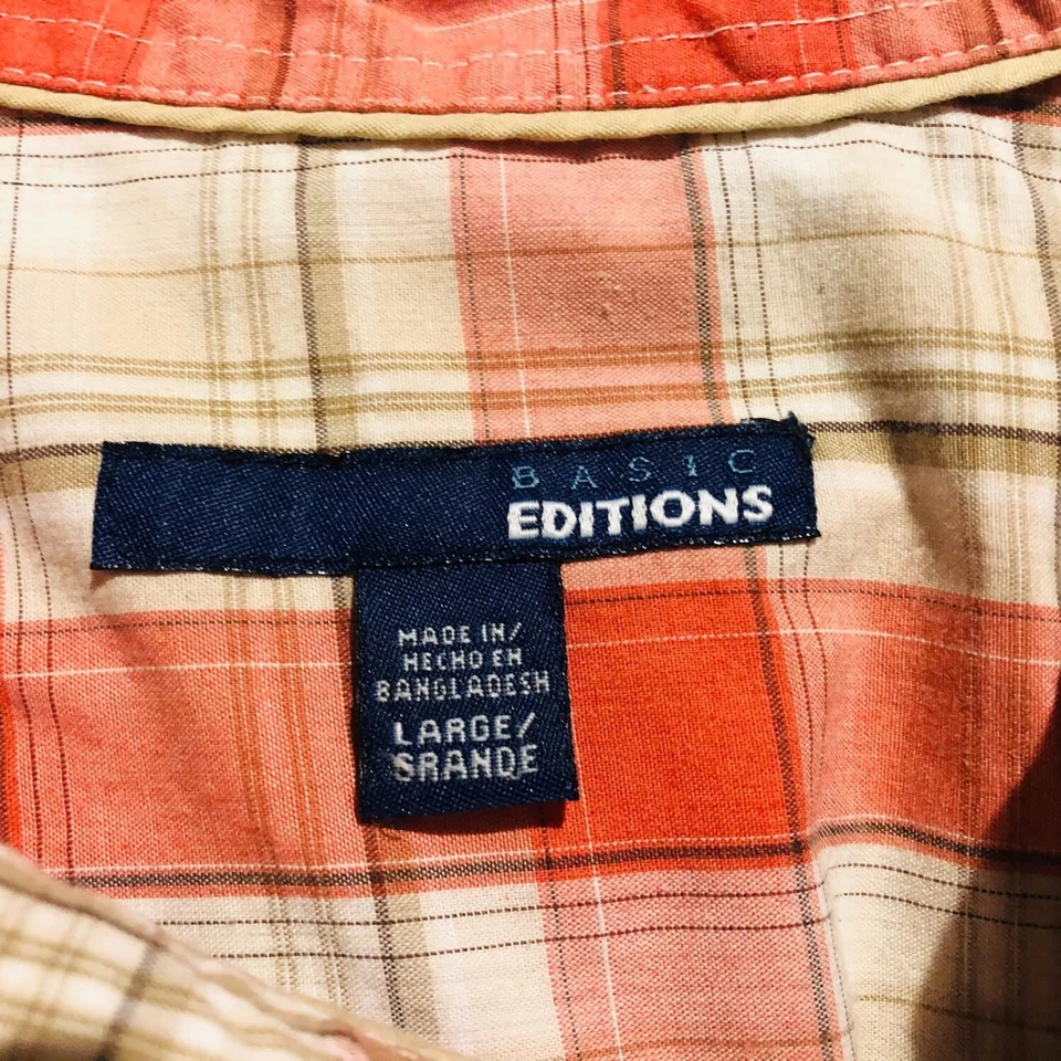 Basic Editions Men's Size Large 42-44 Button Down Plaid Short Sleeve Shirt - Image 2 of 4