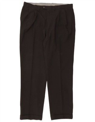 Marks & Spencer Herren Pegged Anzughose W40 L33 Schwarz Polyester QI03