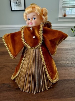Vtg Folded Readers Digest Angel Doll, 10  Handmade Christmas Decor Kitsch Oddity