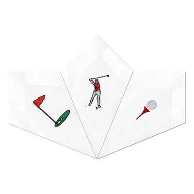 Herren weiß Golf Taschentücher bestickt 100% Baumwolle Geschenk verpackt 3er Pack