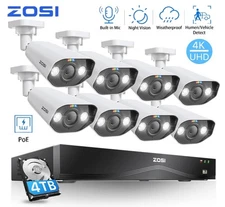 ZOSI 4K 16CH 8MP  NVR POE IP Security Camera System 4TB 2-Way Audio Recording