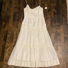 Ann Taylor Loft Women's White Spaghetti Sundress Cotton Size 6 - Excellent Cond